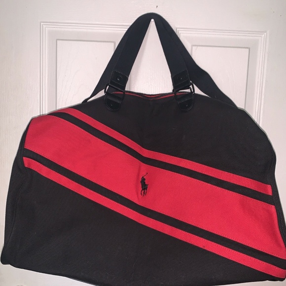 red and black polo duffle bag